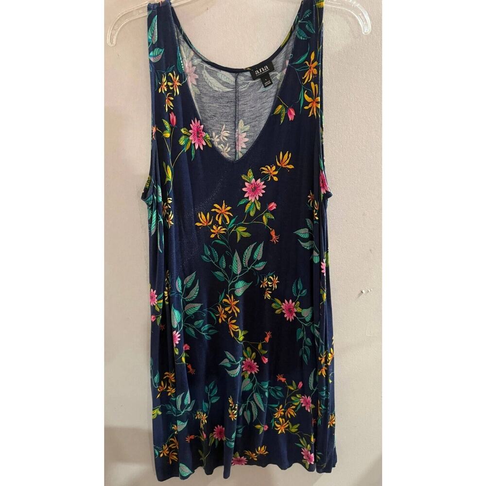 a.n.a Shift Dress Women's L Multi Floral Tropical Floral Sleeveless Deep V Neck